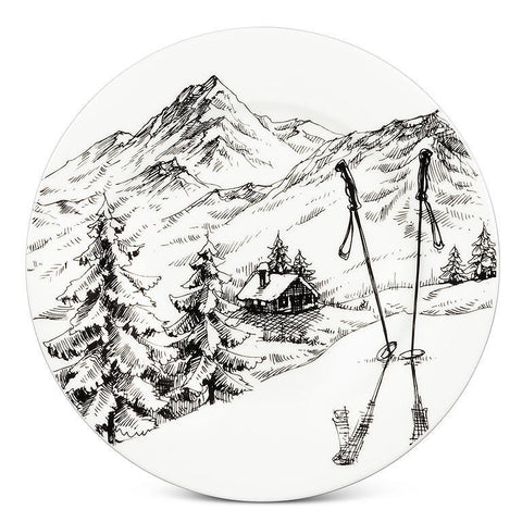 Assiette "Scène de ski"