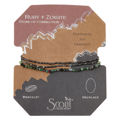Bracelet ou collier en rubis zoïsite – Pierre de la connexion