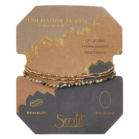 Bracelet ou collier en jaspe dalmatien – Pierre de la joie