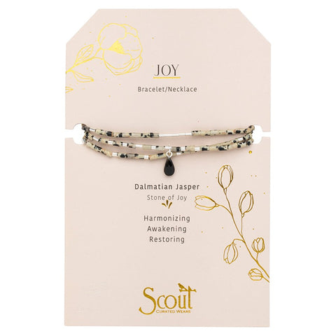 Bracelet ou collier en jaspe dalmatien – Pierre de la joie
