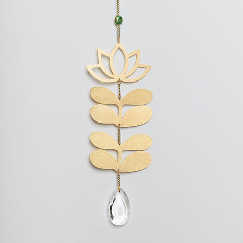 Capteur de soleil – Lotus doré et cristal