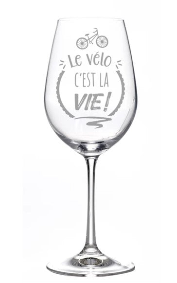 Coupe de vin "Le Vélo c'est la vie!"