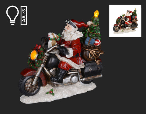 Décoration Père Noël en moto avec lumières