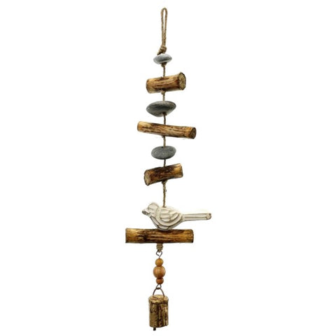 Ornement clochette avec oiseau en bois