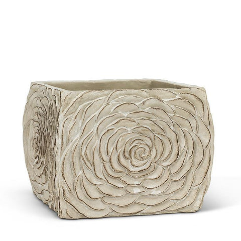 Jardinière carrée au motif floral