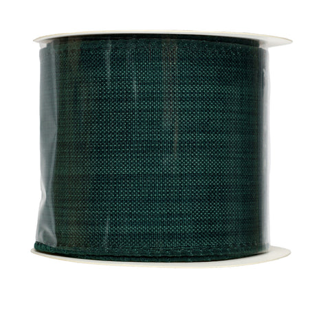 Ruban de Noël en tissu vert foncé uni