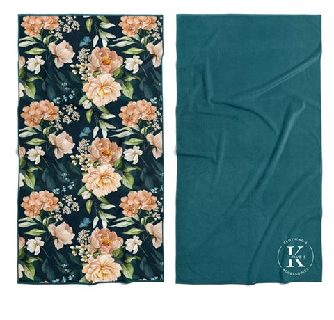 Serviette de plage en microfibre "Fleur bleu" K5 Clothing