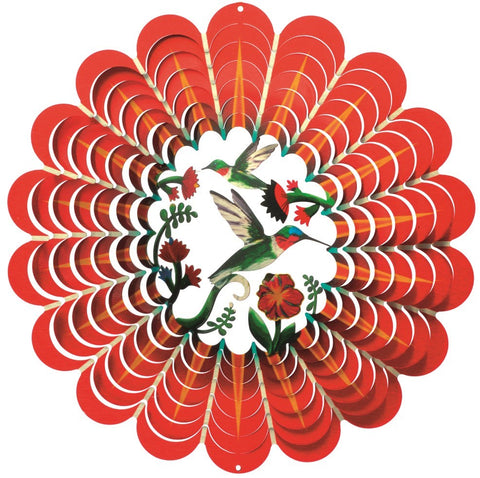 Grand tourne-vent 3D – Colibris et fleurs