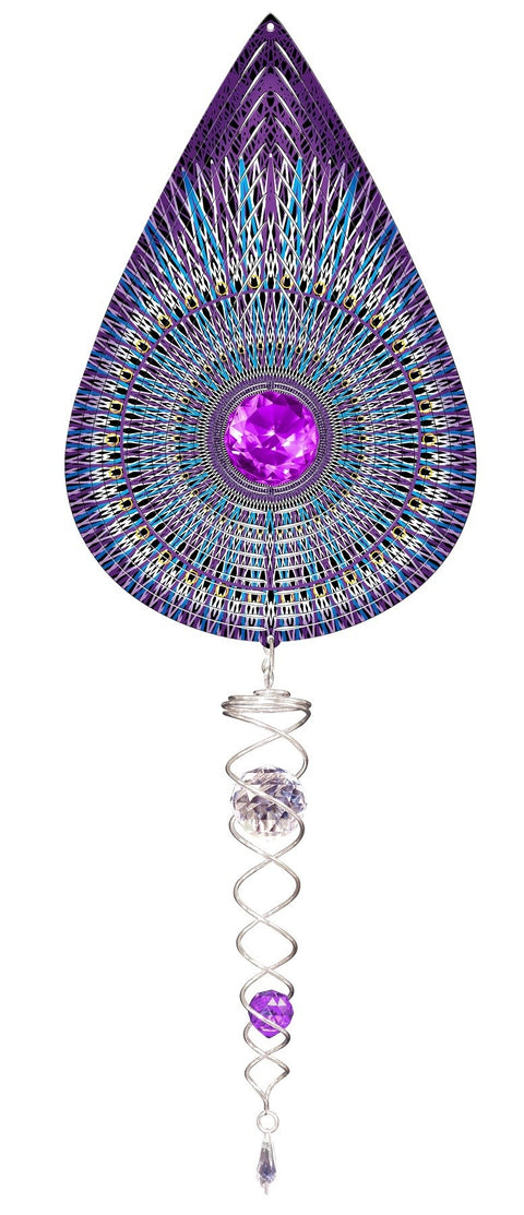 Ensemble tourne-vent – Goutte galactique cristal avec torsade de cristal