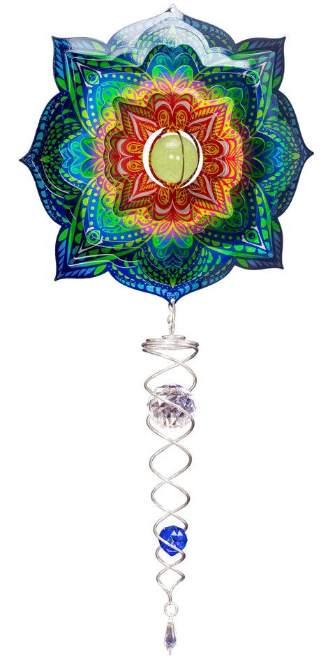 Ensemble tourne-vent – Mandala éclatant Deluxe avec torsade de cristal