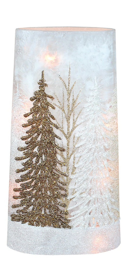 Vase lumineux en verre givré