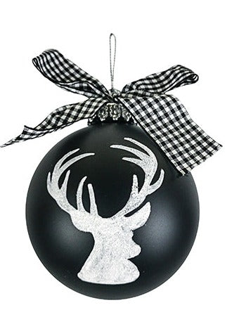Boule de Noël avec tête de renne blanche