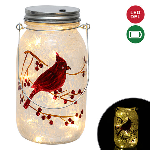 Jarre en verre avec cardinal