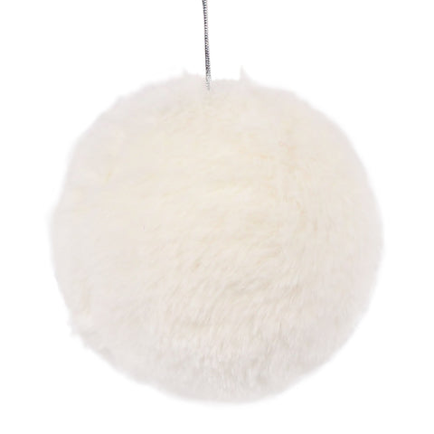 Boule de Noël blanche en fourrure