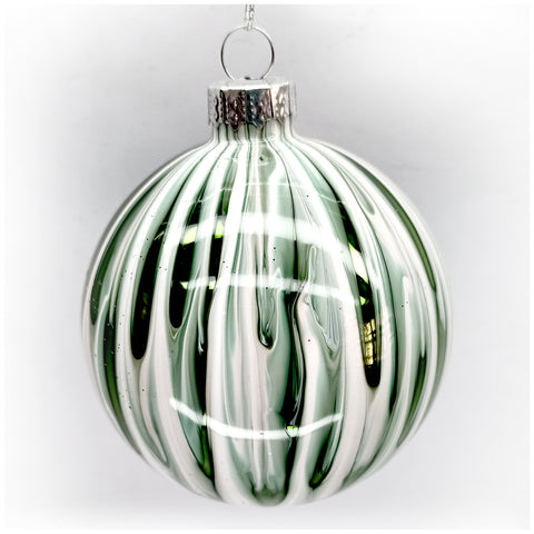 Boule de Noël blanche texturée noire