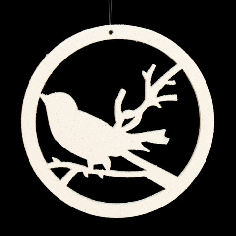 Ornement blanc avec oiseau