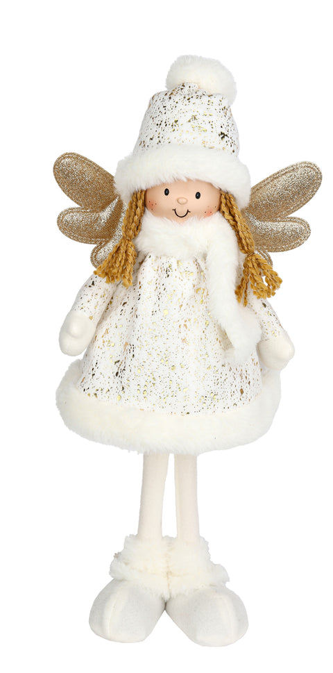 Ange décoratif en tissu blanc et doré