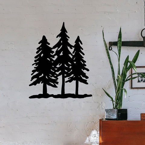 Appliqué mural de 3 arbres en métal