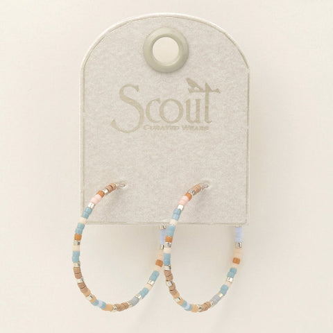 Boucles d’oreilles créoles pastel – Tons turquoise, crème et pêche