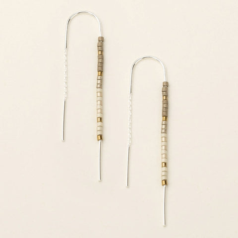 Boucles d’oreilles longues en perles Miyuki – Tons neutres élégants