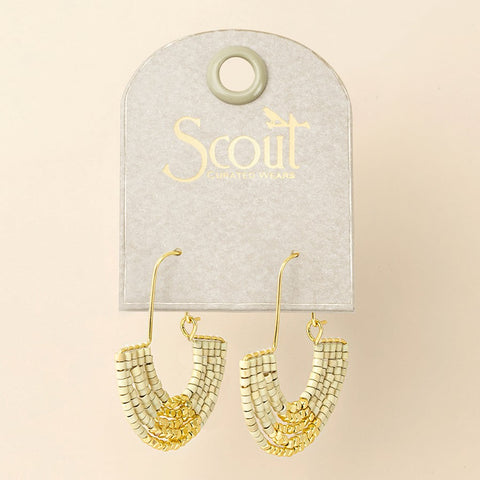 Boucles d’oreilles demi-lune en perles Miyuki – Doré et ivoire
