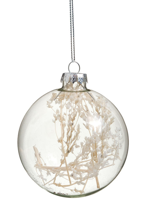 Boule de Noël en verre avec fleurs