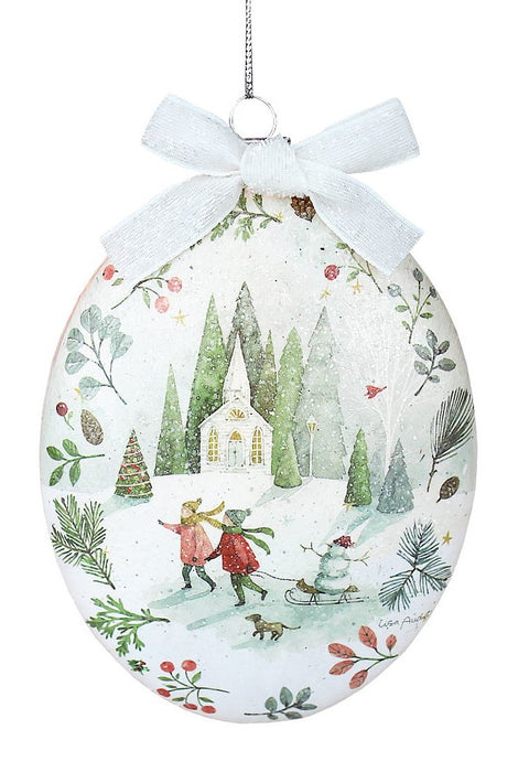Boule illuminée avec scène hivernale