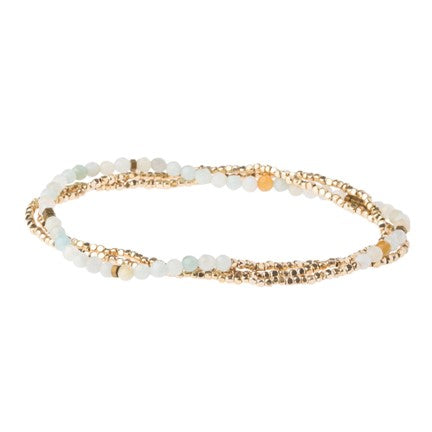Bracelet-collier 3 tours – Amazonite et perles dorées