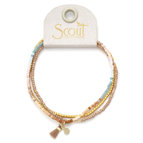 Ensemble de 3 bracelets empilables – Perles Miyuki Delica dorées et tons caramel
