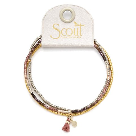 Ensemble de 3 bracelets empilables – Perles Miyuki Delica prune et doré