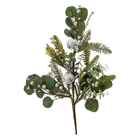 Branche de feuillage cocottes et baies blanches