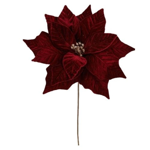 Branche de poinsettia rouge en tissu
