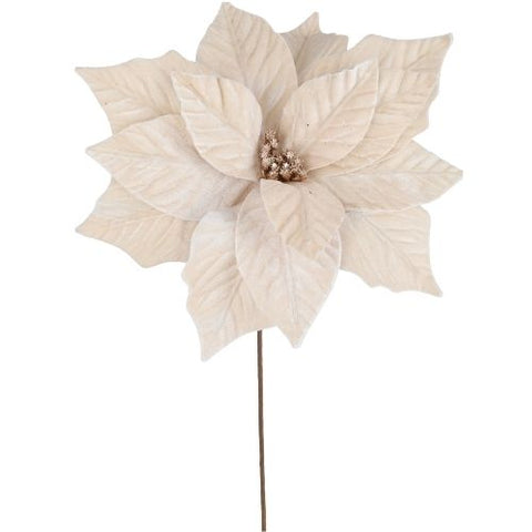 Branche de poinsettia blanche en tissu