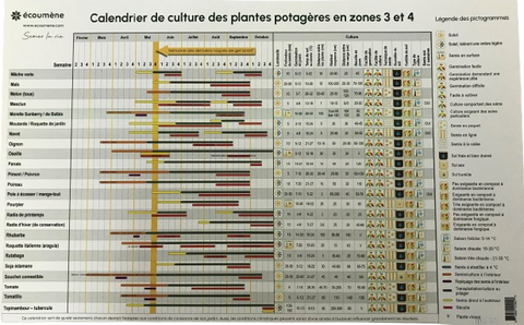 Calendrier de culture zones 3-4 -Les Jardins de l'ÉCOUMÈNE