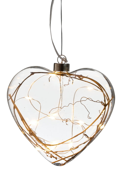 Ornement de coeur en verre au LED