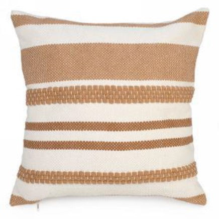 Coussin tissé à motif brun et ivoire
