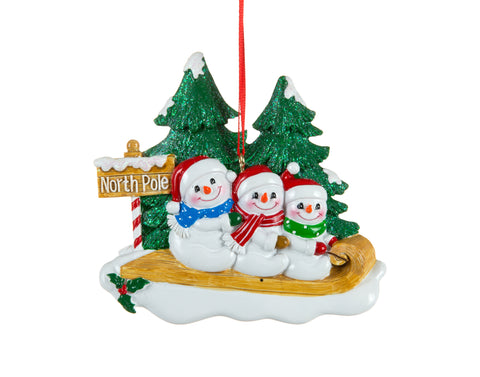 Ornement famille de trois bonshommes de neige