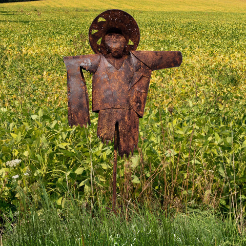 Épouvantail de jardin en métal