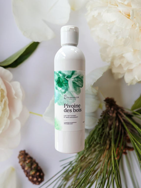 Lait nettoyant et bain moussant "Pivoine des bois" - Pivoinerie de Lili