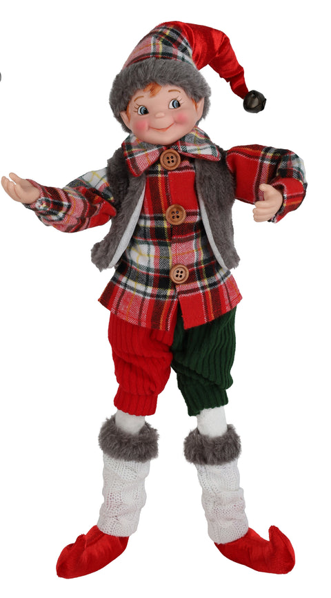 Lutin de Noël décoratif en tissu rouge & vert