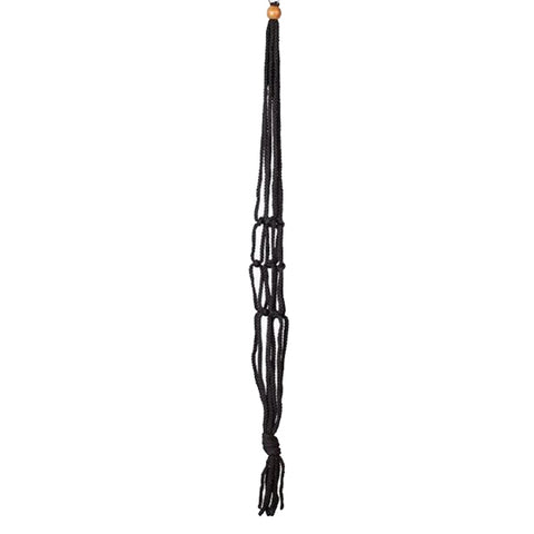 Suspension en macramé noir pour plantes