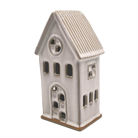 Maison haute en céramique blanc et or