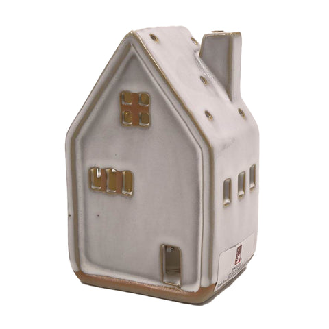 Maison décorative en céramique blanc et or