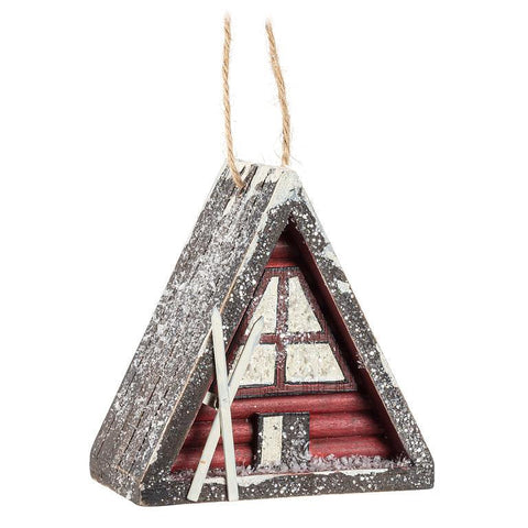 Ornement de cabane de skis