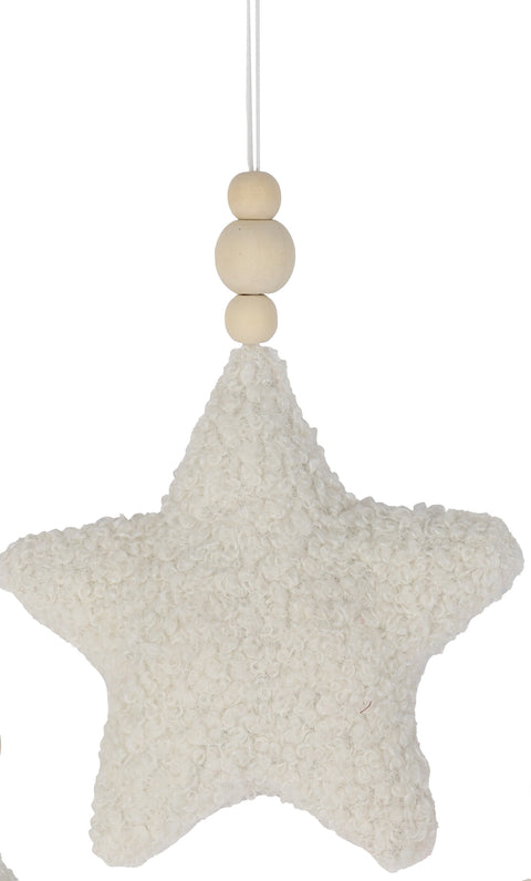 Ornement d'étoile en tissu bouclé blanc