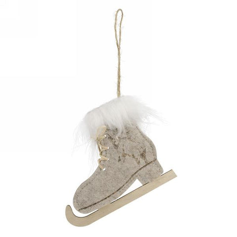 Ornement de patin beige avec fourrure