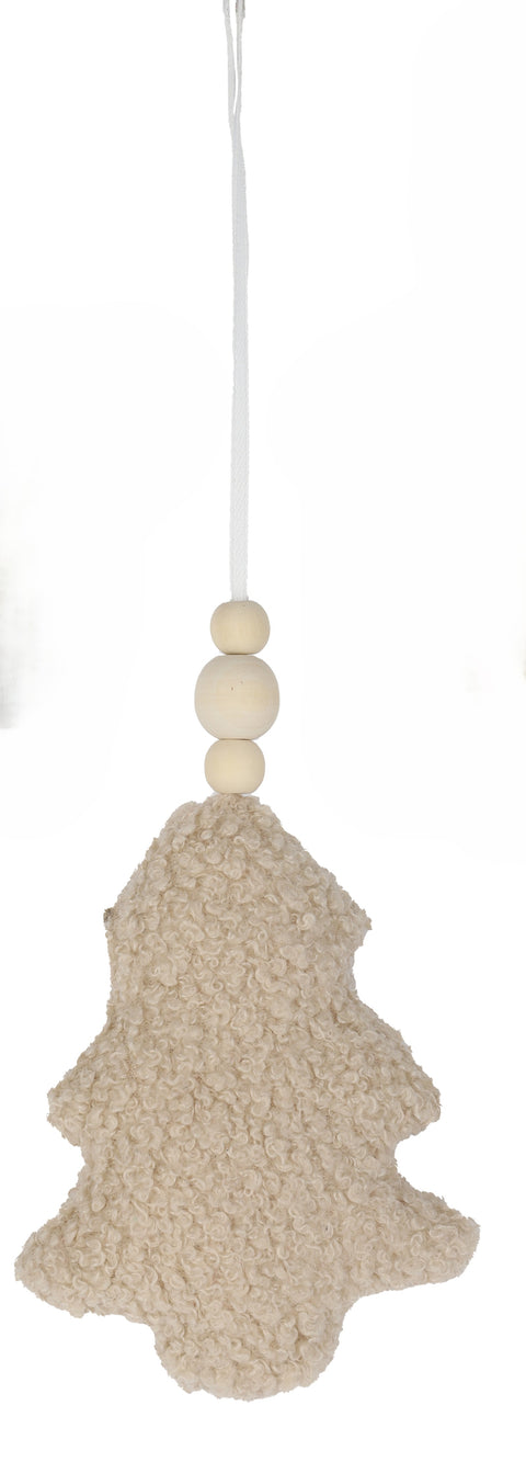 Ornement de sapin en tissu bouclé beige