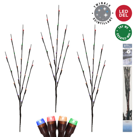 Ensemble de 3 branches lumineuses multicolores