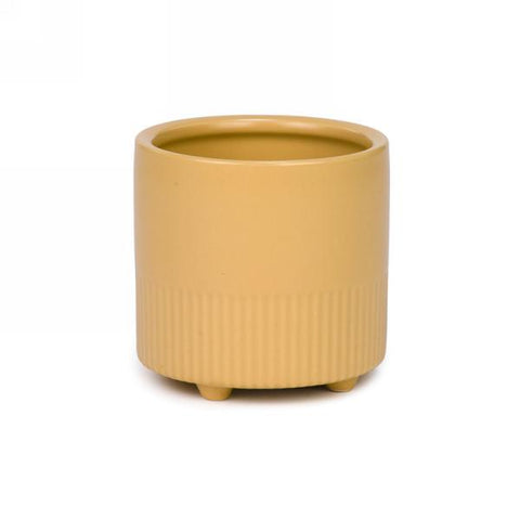 Vase décoratif jaune strié