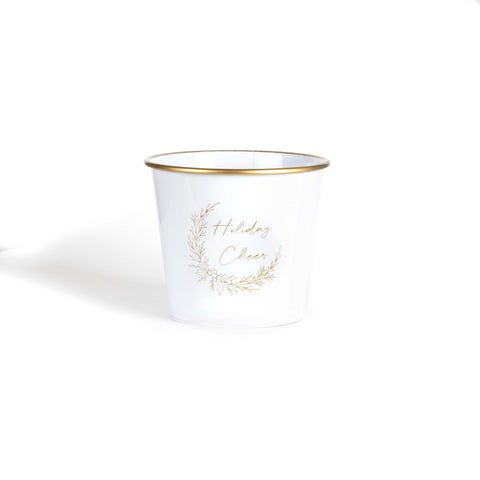 Pot rond blanc avec bordure dorée
